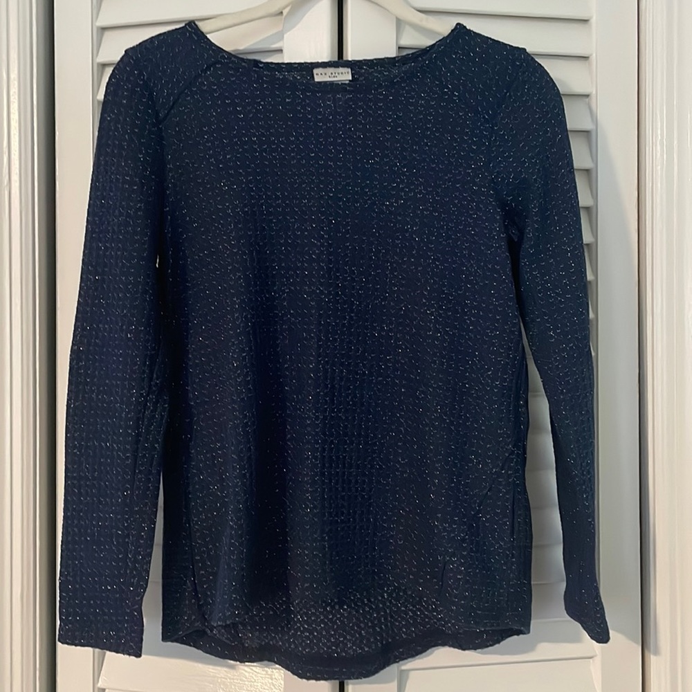 Girls Max Studio navy blue sparkly long sleeve top